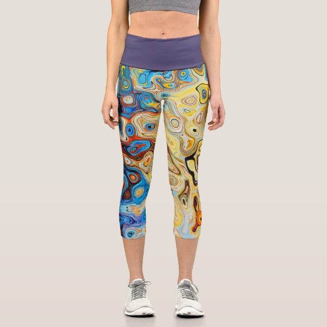 Ölverschmutzungs-Regenbogen Capri Leggings (Vorderseite)