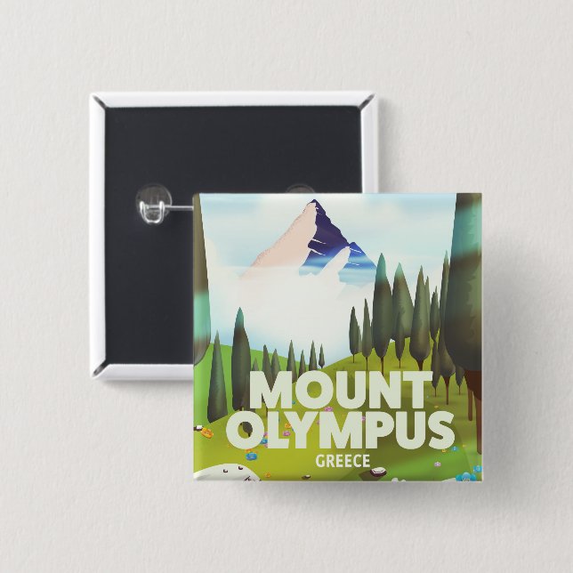 Olymp Berg Griechenland Button (Vorne & Hinten)