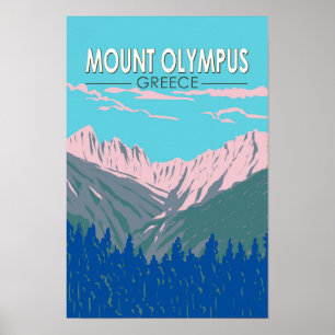 Olymp Berg Griechenland Reise Kunst Vintage Poster