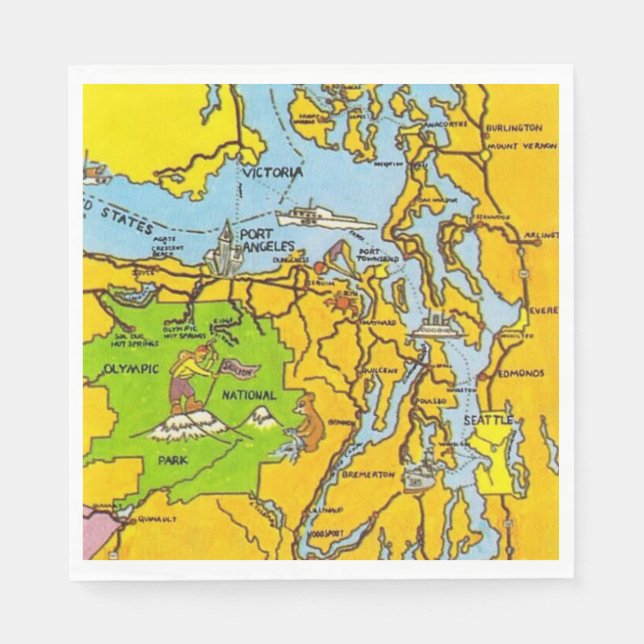 Olymp-Halbinsel-Karte Serviette (Vorderseite)