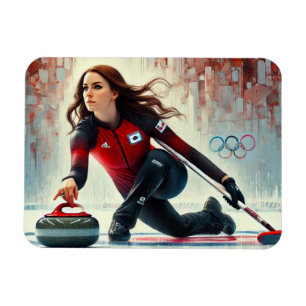 Olympia Curling Player Magnet