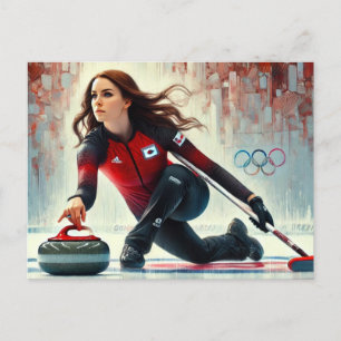 Olympia Curling Player Postkarte