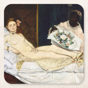 Olympia, Edouard Manet, 1863 Rechteckiger Pappuntersetzer