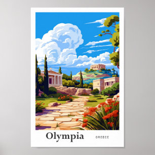 Olympia Greece Travel Art Vintag Illustration Poster