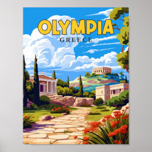 Olympia Griechenland Vintage-Illustration Poster