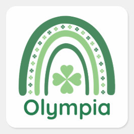 Olympia Name Clover Boho Rainbow Quadratischer Aufkleber