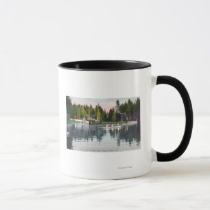 Olympia-Park-Ansicht des Teichs, Rowboat-Szene Tasse