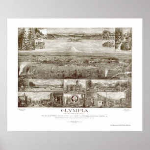 Olympia, WA Panorama Karte - 1903 Poster