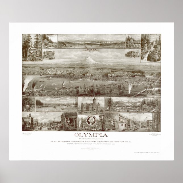Olympia, WA Panorama Karte - 1903 Poster (Vorne)