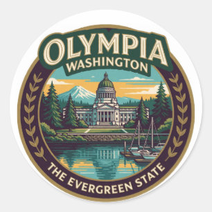 Olympia Washington Capital Pazifik Nordwesten Runder Aufkleber