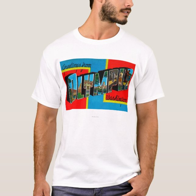 Olympia, Washington - große Buchstabe-Szenen 2 T-Shirt (Vorderseite)