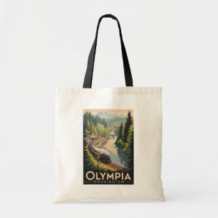 Olympia Washington Illustration Reise Kunst Vintag Tragetasche