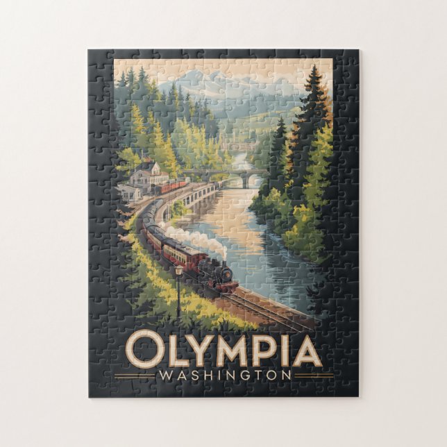Olympia Washington Illustration Travel Art Vintage Puzzle (Vertikal)