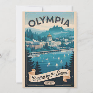Olympia Washington Retro-Reise im Vintage-Stil Feiertagskarte