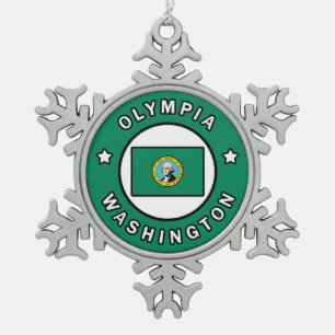 Olympia Washington Schneeflocken Zinn-Ornament