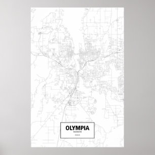 Olympia, Washington (Schwarzes auf Weiß) Poster