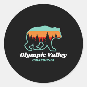 Olympiatal Kalifornien Skifahren Snowboarden Runder Aufkleber
