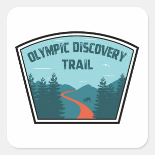 Olympic Discovery Trail Washington Staat Quadratischer Aufkleber