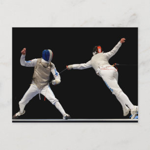 Olympic Fencing Lunge and Parry Postkarte