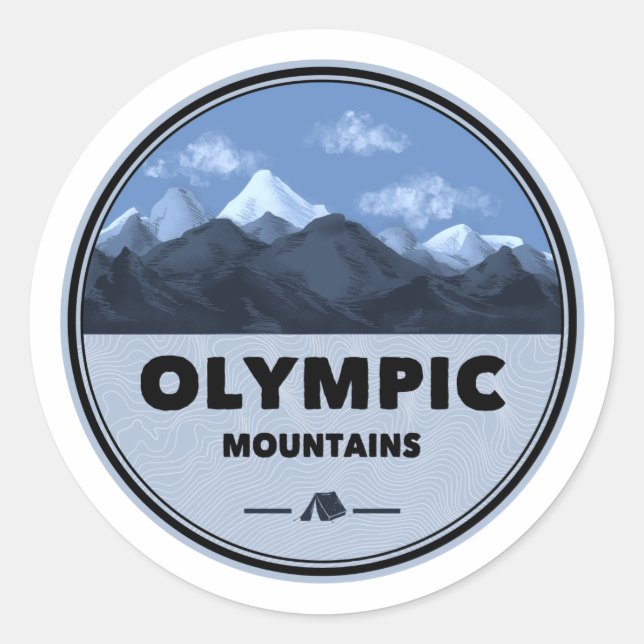 Olympic Mountains Washington Camping Runder Aufkleber (Vorderseite)