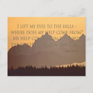 Olympic Mountains with psalm 121:1-2 Postcard Postkarte