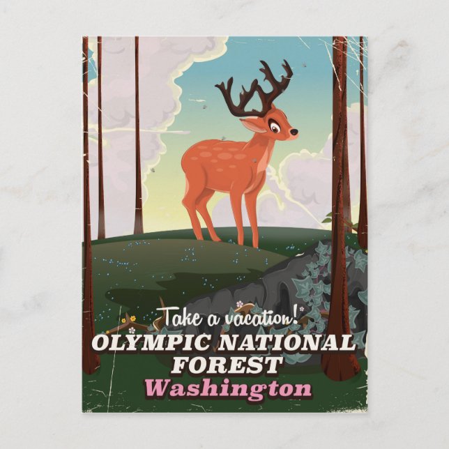 Olympic National Forest USA Reiseplakat Postkarte (Vorderseite)