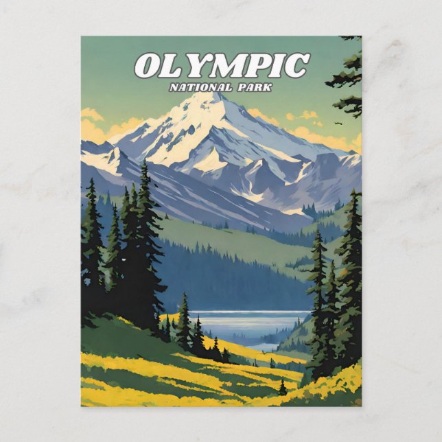 Olympic National Park Illustrationstext Postkarte (Vorderseite)