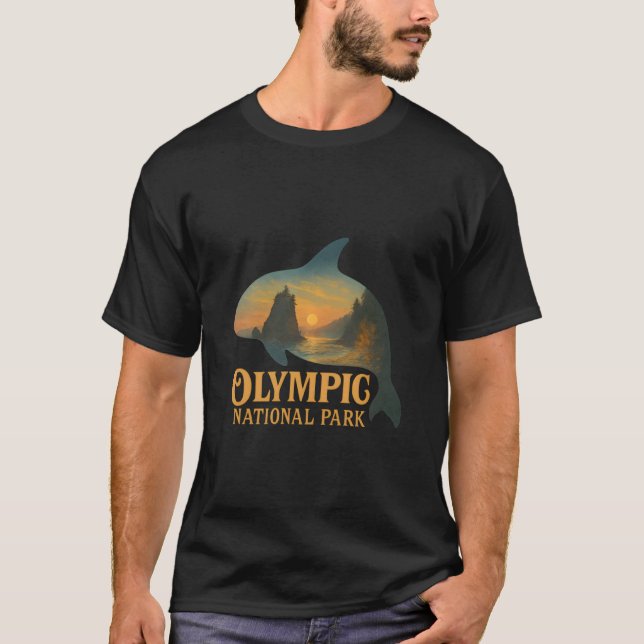 Olympic National Park Orca-Silhouette Ruby Beach C T-Shirt (Vorderseite)