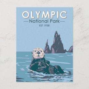 Olympic National Park Sea Otter Vintag Postkarte