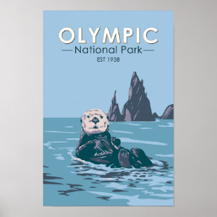 Olympic National Park Seeotter Vintage Poster