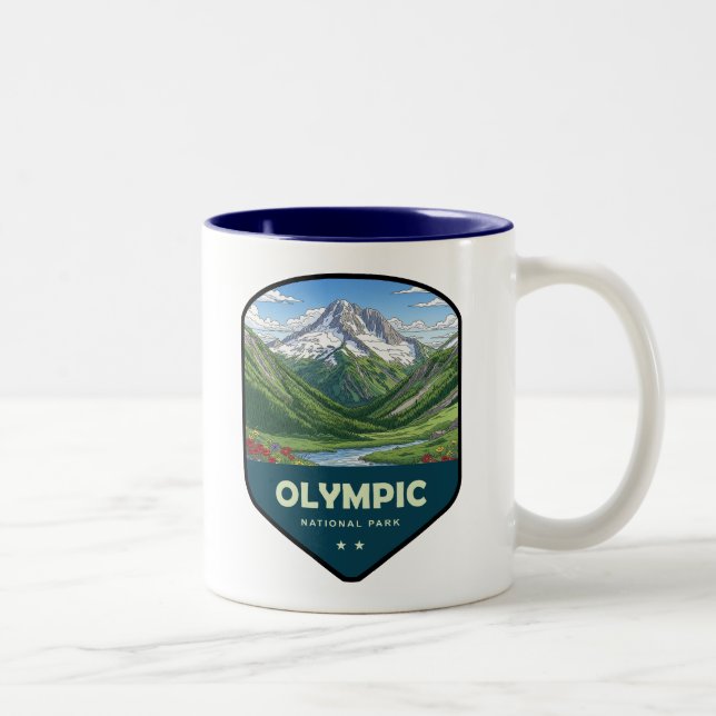 Olympic National Park Shield Zweifarbige Tasse (Rechts)