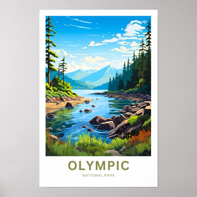 Olympic National Park Travel Print Poster (Vorne)