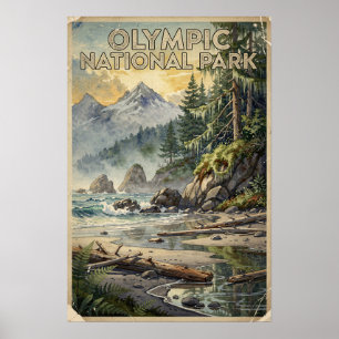 Olympic National Park Vintage Reise Poster