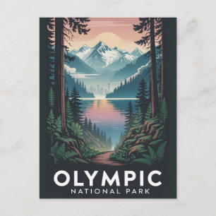 Olympic National Park Vintage Reiseplakat Postkarte