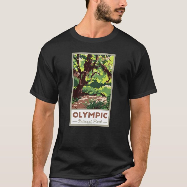 Olympic National Park Vintage Travel Poster T-Shirt (Vorderseite)