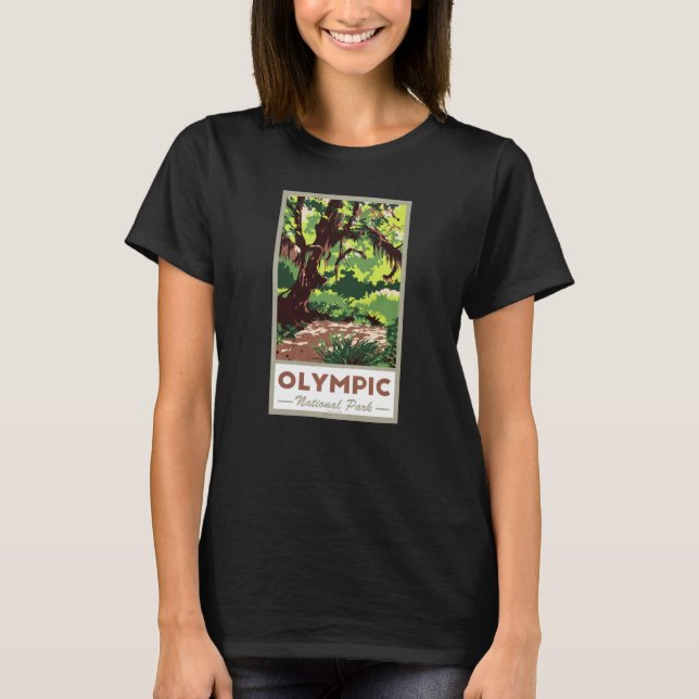 Olympic National Park Vintage Travel Poster T-Shirt (Vorderseite)