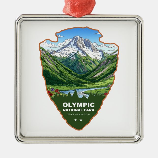 Olympic National Park Washington Arrowhead Ornament Aus Metall (Vorne)