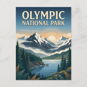 Olympic National Park Washington Berg Vintage Postkarte
