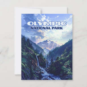 Olympic National Park Washington Mountain Card