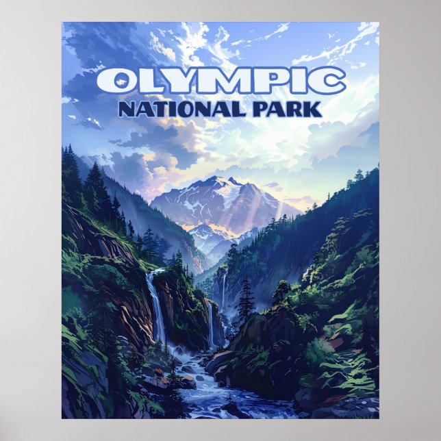 Olympic National Park Washington Mountains Vintag Poster (Vorne)