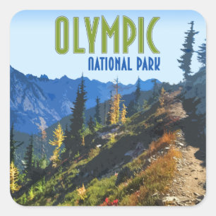 Olympic National Park Washington Staat Vintag Quadratischer Aufkleber