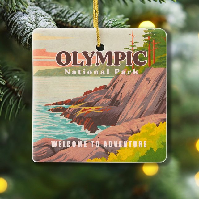 Olympic National Park Washington Vintag Souvenir Keramikornament (Von Creator hochgeladen)