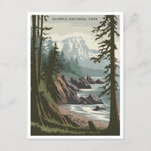 Olympic-Nationalpark im Vintage-Stil Postkarte