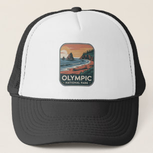 Olympic-Nationalpark-Küsten-Vintage-Abzeichen Truckerkappe