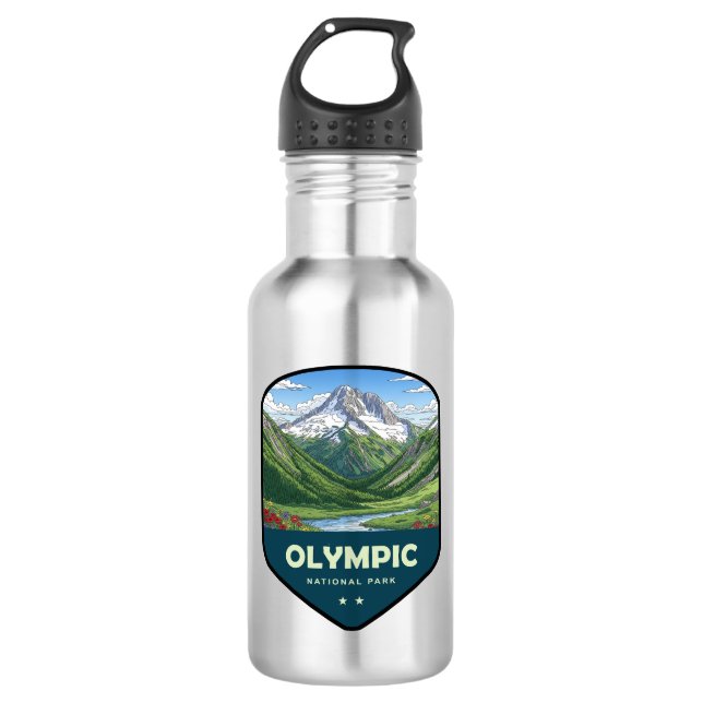 Olympic-Nationalpark-Schild Edelstahlflasche (Vorderseite)