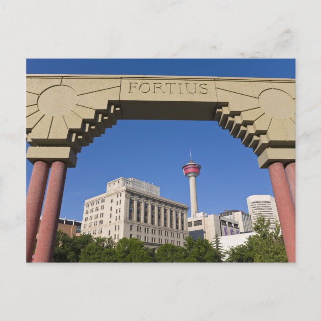 Olympic Plaza und Calgary Tower, Alberta, Kanada Postkarte (Vorderseite)
