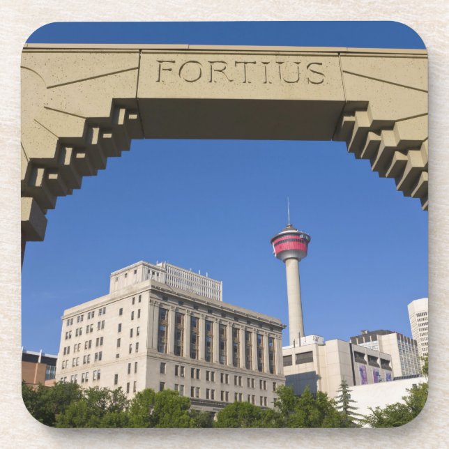 Olympic Plaza und Calgary Tower, Alberta, Kanada Untersetzer (Vorderseite)
