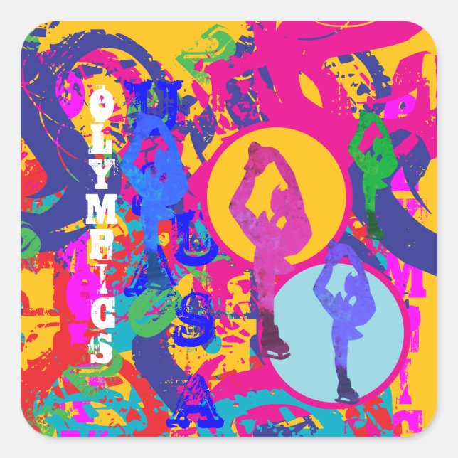 OLYMPIC SKATING  QUADRATISCHER AUFKLEBER (Vorderseite)