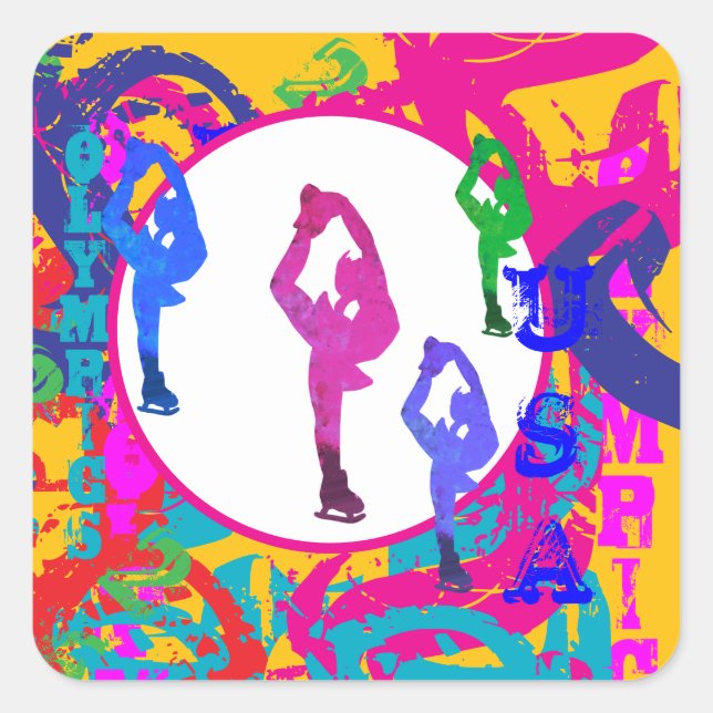 OLYMPIC SKATING  QUADRATISCHER AUFKLEBER (Vorderseite)