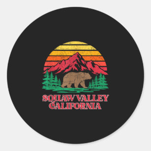 Olympic Valley Kalifornien Grizzlybär vintage Runder Aufkleber